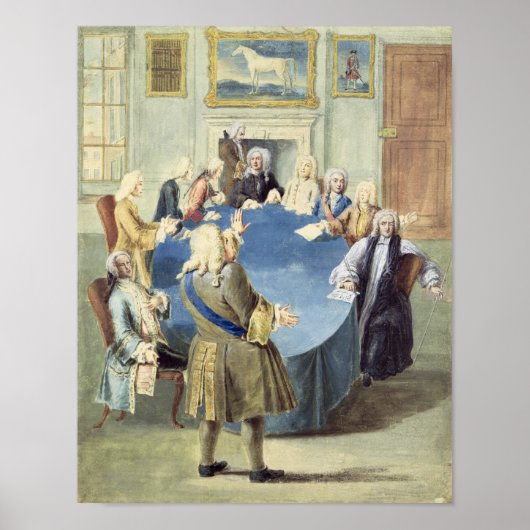 Sir Robert Walpole spreekt zijn kabinet toe Poster (Voorkant)