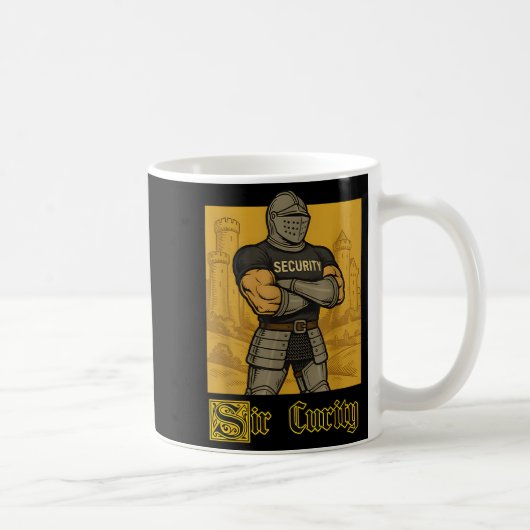 Sir Security Funny Security Pun Knight Middeleeuws Koffiemok (Rechts)