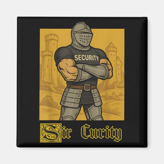 Sir Security Funny Security Pun Knight Middeleeuws Magneet (Voorkant)