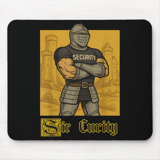 Sir Security Funny Security Pun Knight Middeleeuws Muismat (Voorkant)