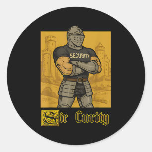 Sir Security Funny Security Pun Knight Middeleeuws Ronde Sticker
