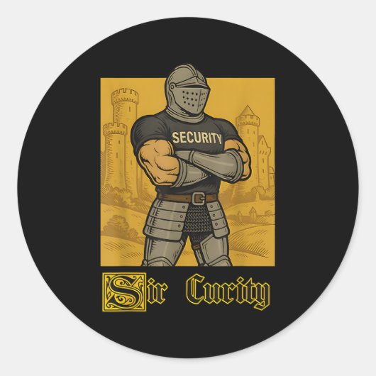 Sir Security Funny Security Pun Knight Middeleeuws Ronde Sticker (Voorkant)