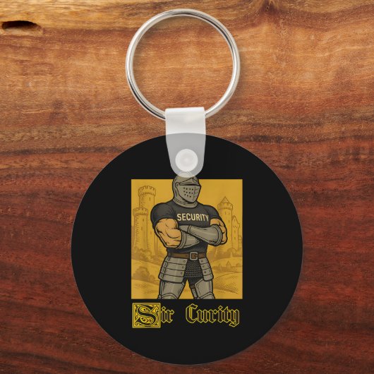 Sir Security Funny Security Pun Knight Middeleeuws Sleutelhanger (Voorkant)
