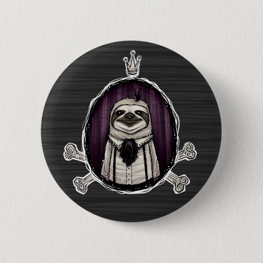_sir slothington ronde button 5,7 cm (Voorkant)