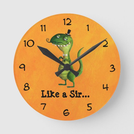 Sir T-rex met Moustaches Ronde Klok (Voorkant)