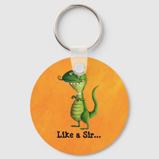 Sir T-rex met Moustaches Sleutelhanger (Voorkant)