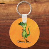 Sir T-rex met Moustaches Sleutelhanger (Voorkant)