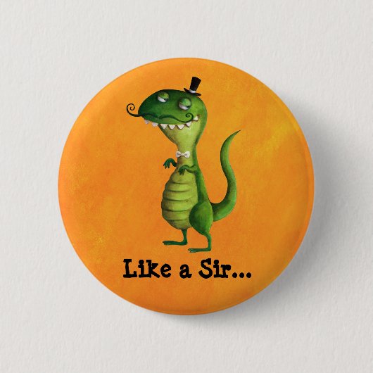 Sir T-rex met Mustaches Ronde Button 5,7 Cm (Voorkant)