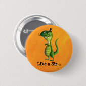Sir T-rex met Mustaches Ronde Button 5,7 Cm (Voorkant /achterkant)