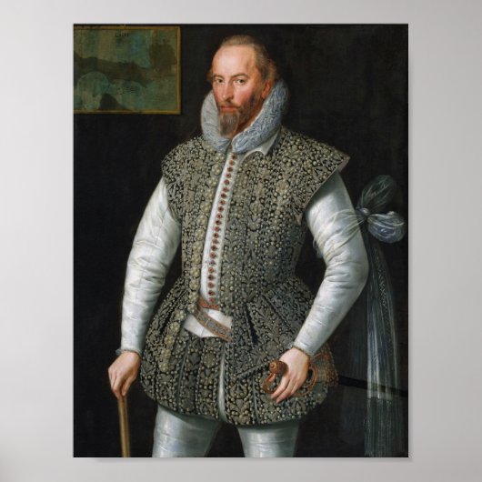 Sir Walter Raleigh Portrait - William Segar Poster (Voorkant)