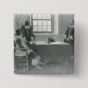 Sir William Berkeley Surrendering Vierkante Button 5,1 Cm