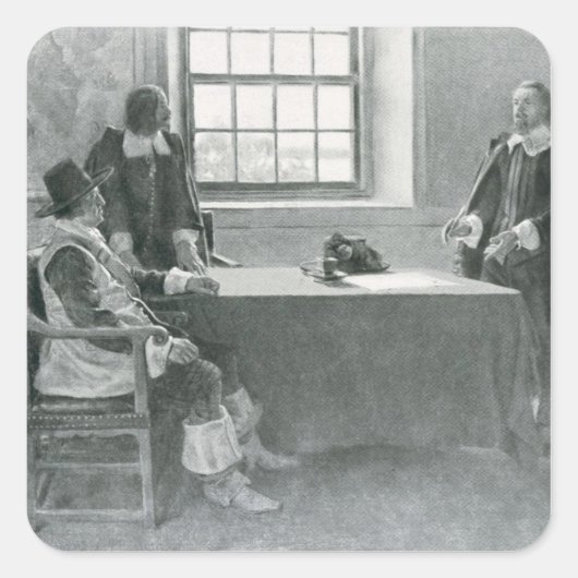 Sir William Berkeley Surrendering Vierkante Sticker (Voorkant)