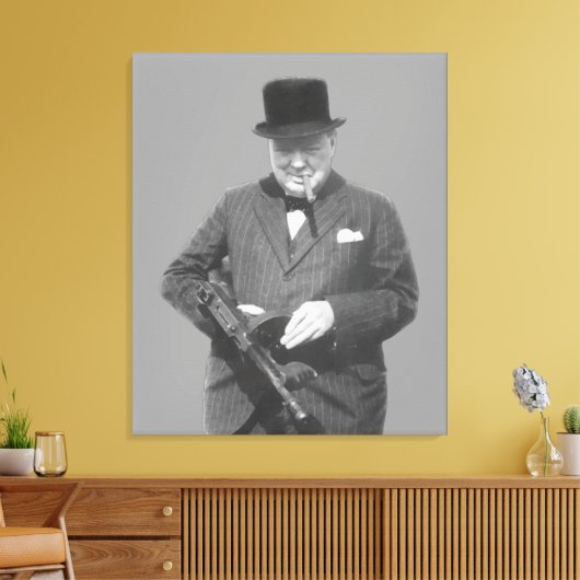 Sir Winston Churchill Canvas Afdruk (Insitu (Woonkamer))