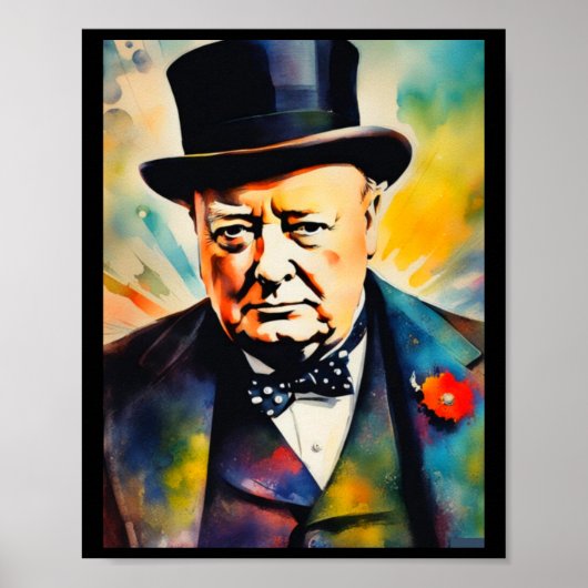 Sir Winston Churchill Sticker Poster (Voorkant)