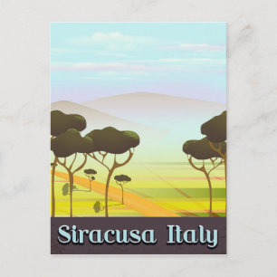 Siracusa Italië landschap reisposter. Briefkaart