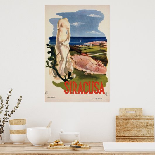 Siracusa Syracuse Italië  Italiaans reizen Poster (Keuken)