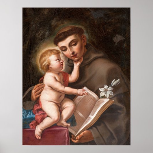Sirani - Baby Jesus en St. Anthony van Padua Poster (Voorkant)