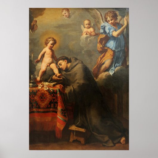 Sirani - H. Antonius in aanbidding van het kind Poster (Voorkant)