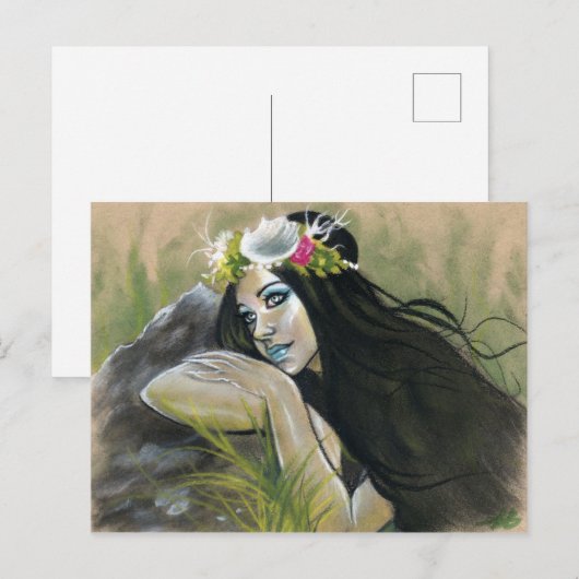 Siren dark mermaid briefkaart (Voorkant / Achterkant)