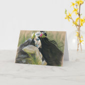 Siren dark mermaid wenskaart kaart (Gele Bloem)