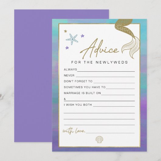 SIREN Mermaid Pas getrouwd Advice and Wishes Game  Kaart (Voorkant / Achterkant)