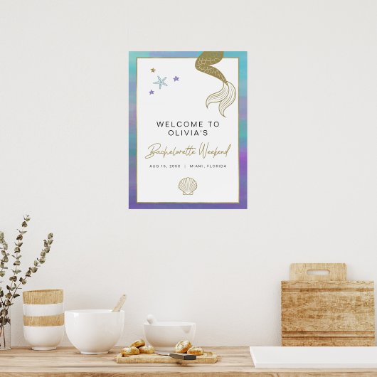 SIREN Mermaid Tropical Bachelorette party Welcome Poster (Keuken)
