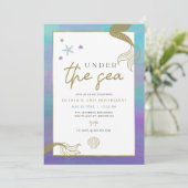 SIREN Paars Gold Mermaid Beach Girl Birthday (Staand voorkant)