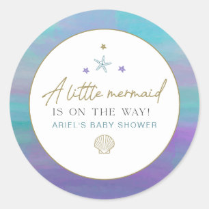 SIREN Paars Gold Mermaid Ocean Zee Baby shower Ronde Sticker