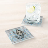 Siren van het Zee Collage Glazen Onderzetter (Schuin)