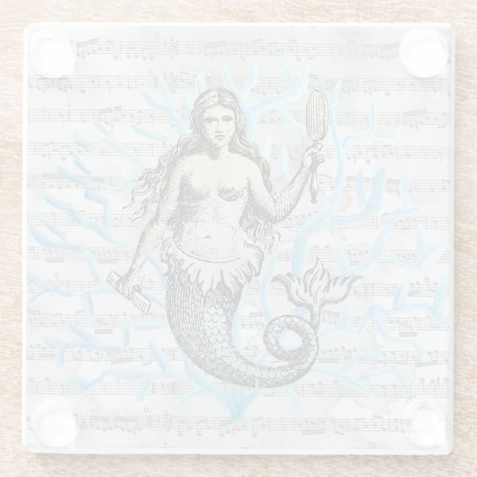 Siren van het Zee Collage Glazen Onderzetter (Achterkant)