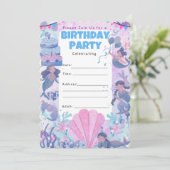 SIRENA Birthday Party Celebration Invitation Kaart (Staand voorkant)
