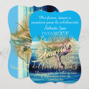 Sirena Cola Splash Sparkle Quinceañera Feest Kaart