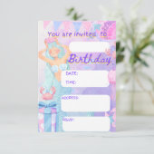 sirena , mairmade , verjaardagsfeestje , uitnodigi kaart (Staand voorkant)