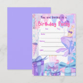 sirena , mairmade , verjaardagsfeestje , uitnodigi kaart (Voorkant / Achterkant)