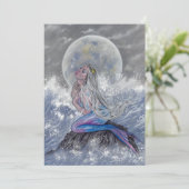 Sirena mermaid moon notecard bedankkaart (Staand voorkant)