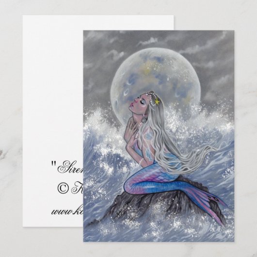 Sirena mermaid moon notecard bedankkaart (Voorkant / Achterkant)