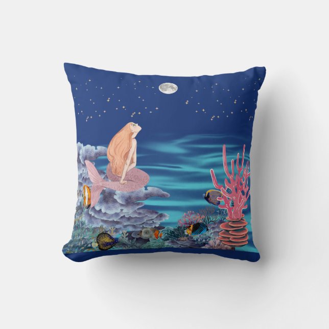 Sirena Mirando La Luna Kussen (Voorkant)