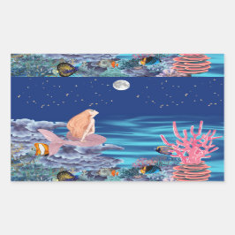 Sirena Mirando La Luna Rechthoekige Sticker