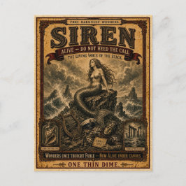 Sirene, antiek circusmonster briefkaart