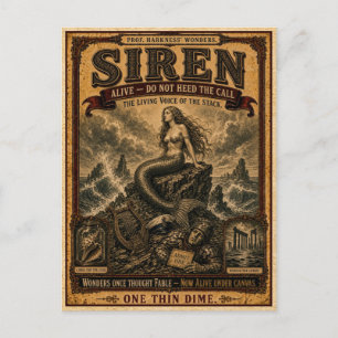 Sirene, antiek circusmonster briefkaart