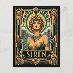 Sirene, Art Deco Mythisch Briefkaart