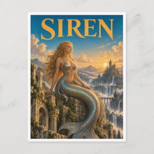 Sirene, gotisch fantasymonster briefkaart