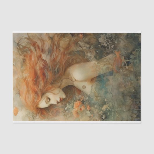 SIRENE VAN DE ZEE ZEEMEERMIN DECOUPAGE TISSUEPAPIER (Voorkant)