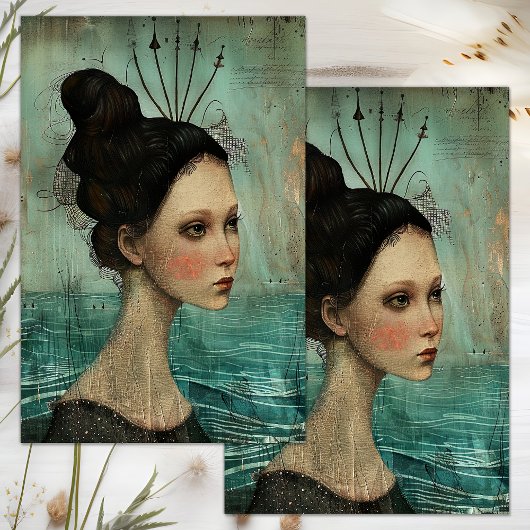 SIRENE VAN HET ZEE DECOUPAGE TISSUE PAPER TISSUEPAPIER