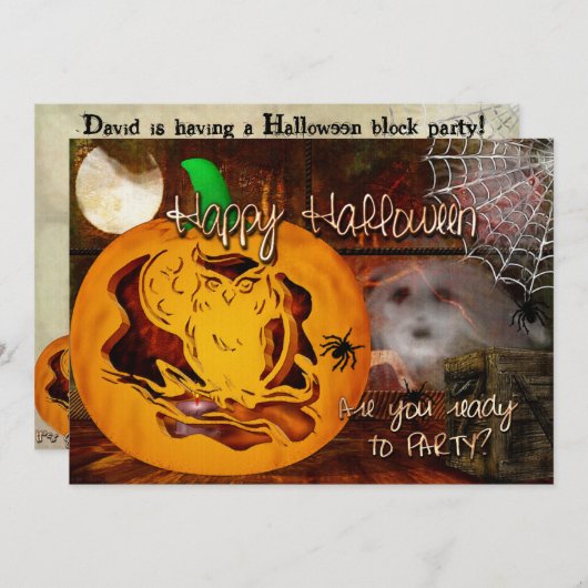 Sirens Haunted Halloween Pumpkin Carving Kaart (Voorkant / Achterkant)