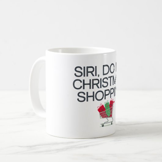 Siri, doe mijn kerstinkopen koffiemok (Voorkant links)
