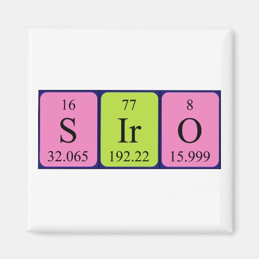 Siro periodieke tabelnaam magneet (Voorkant)