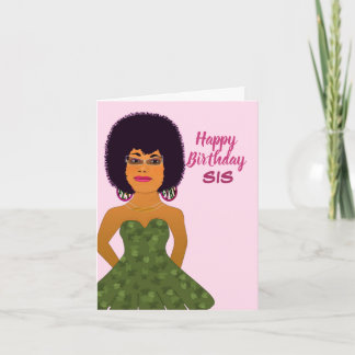 Sis African American Happy Birthday Kaart