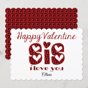 Sis I Love You Cute Cupid Typography Valentijn Feestdagenkaart