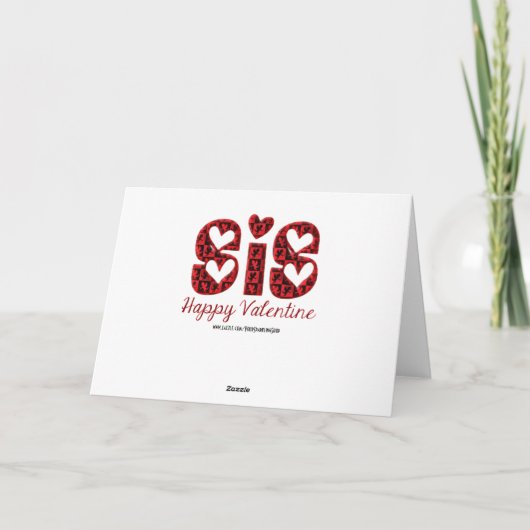 Sis I Love You Leuke Cupido Typografie Valentijn Feestdagen Kaart (Achterkant)